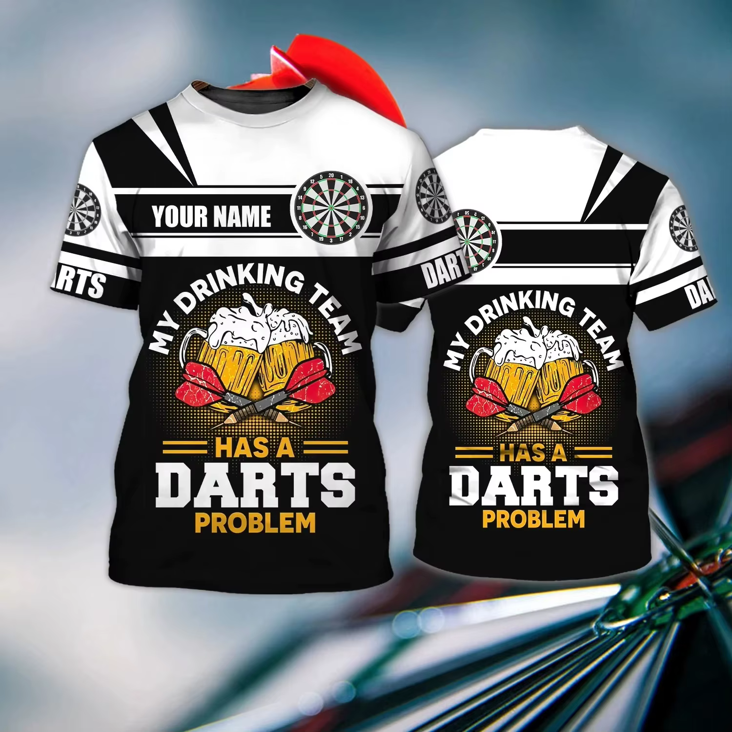 Personnalisé avec nom fléchette et bière 3D partout imprimé été hommes T-shirt Dart amant