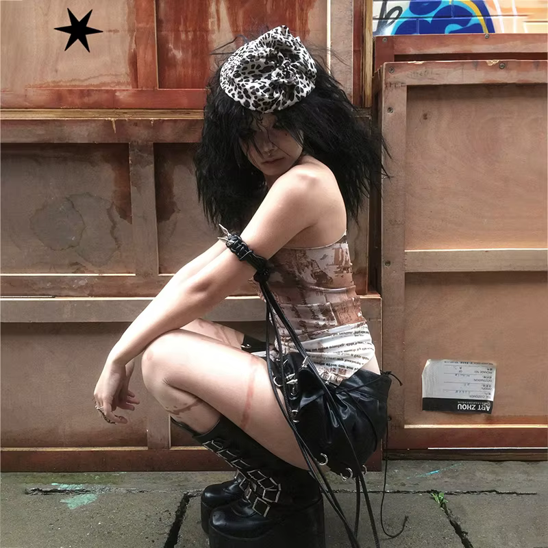 Karrcat Grunge esthétique débardeur irrégulier Trashy Y2k maille