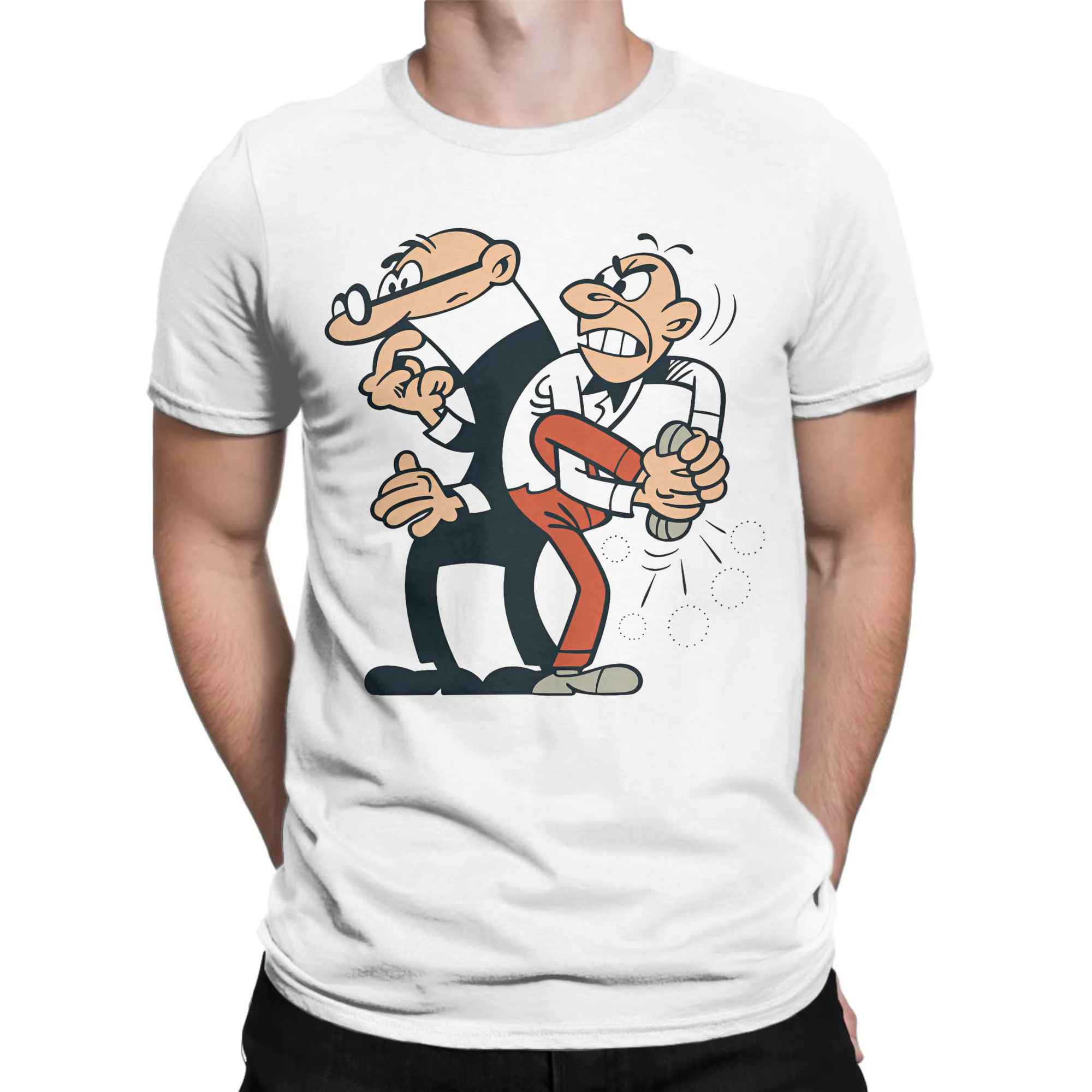 Mort & Phil Mortadelo y Filemón T-Shirts hommes Humor coton