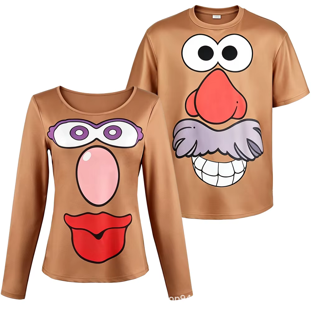 T-shirts de cosplay pour couple sur le thème des films d'animation avec imprimés de visages de dessins animés
