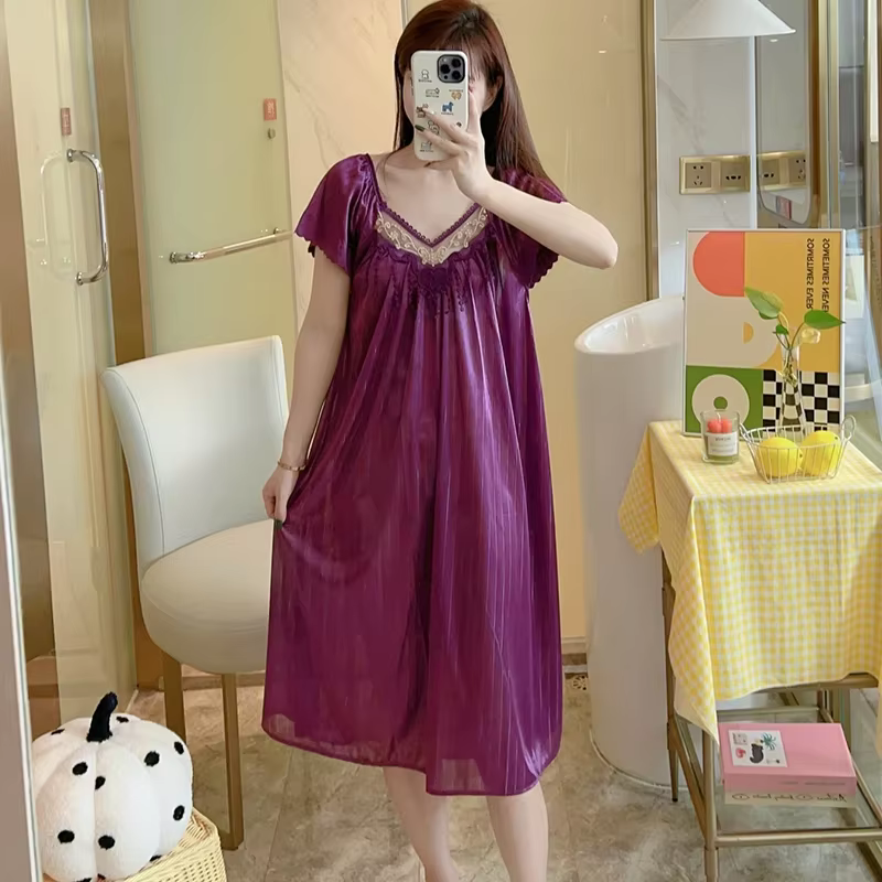 Slip robe de nuit femmes à manches courtes vêtements