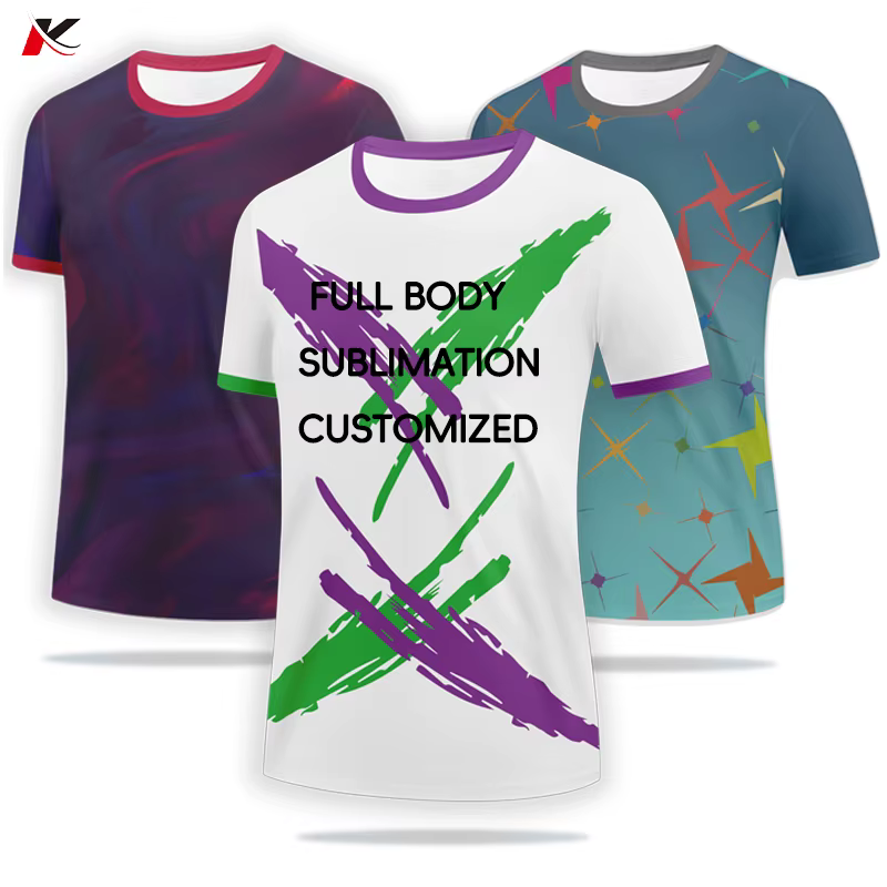 Sublimation Logo imprimé hommes mode respirant T-Shirts adultes conception multicolore sport séchage rapide T-shirt grande taille VL1415