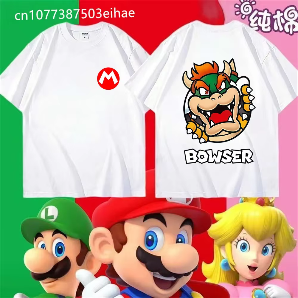 T-shirt Super Mario Yoshi 2026 Nouvelle Collection Été Unisexe Décontracté Streetwear Enfants & Adultes Imprimé Avant
