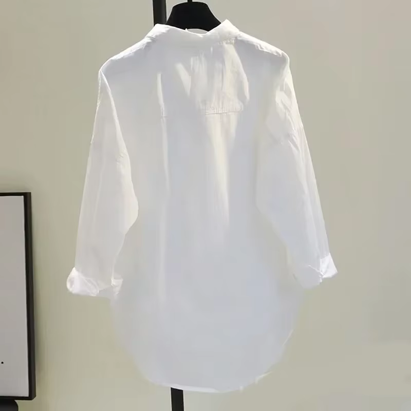 Chemisier blanc à manches longues pour femme