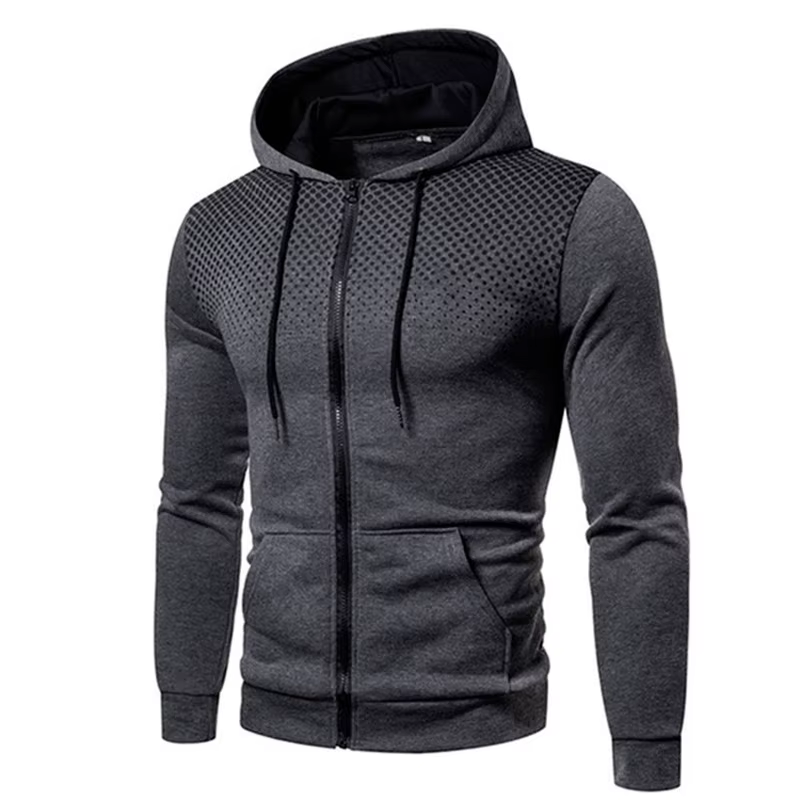 Sweat à capuche zippé pour hommes poche à pois imprimé