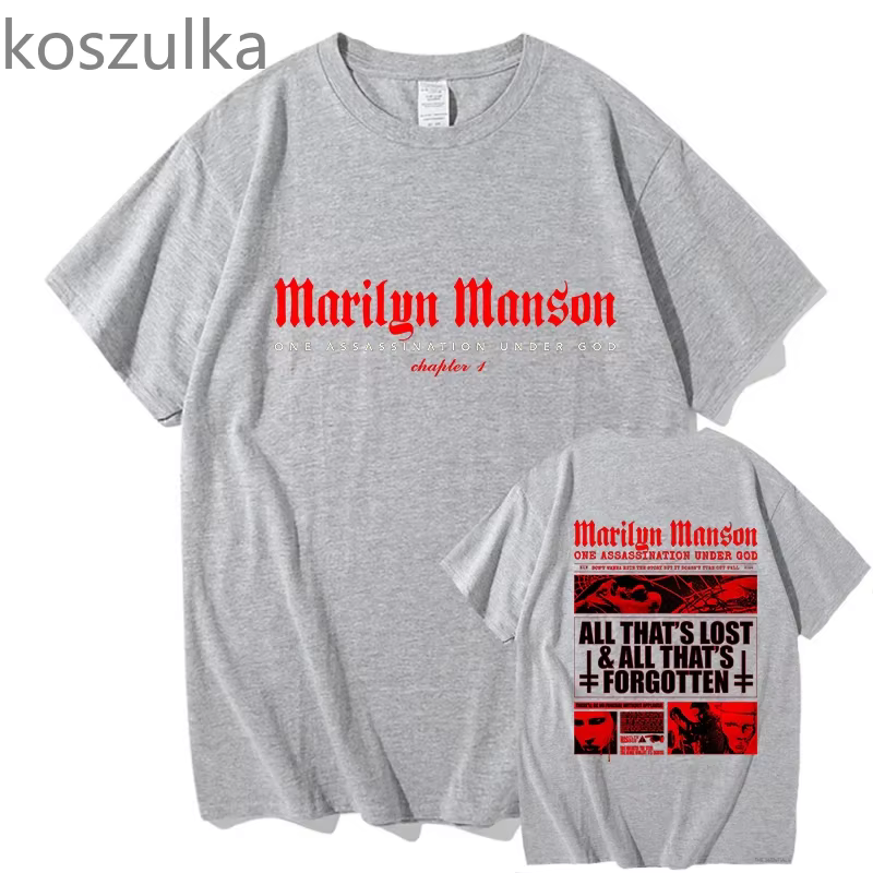 Marilyn Manson T-shirt homme femmes Harajuku col rond été décontracté pur coton mode esthétique unisexe à manches courtes haut