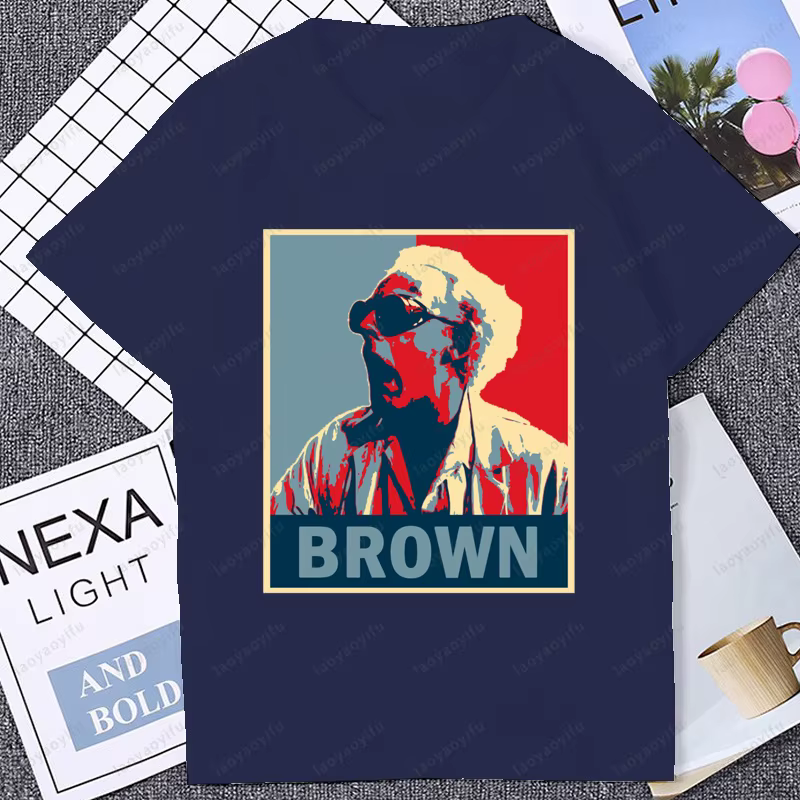 Retour vers le futur classiques marron T-shirt à manches courtes décontracté mode coton