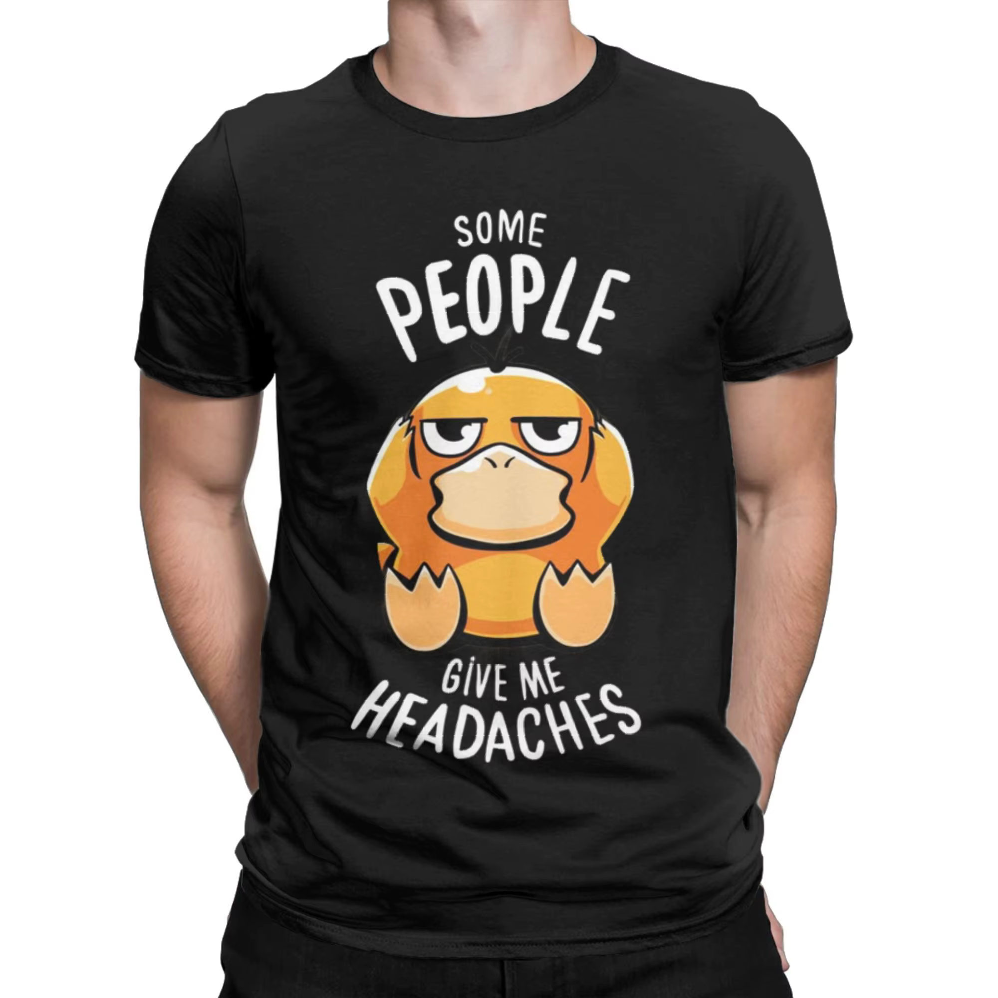 T-shirt imprimé Anime Pokémon Psyduck pour hommes et femmes