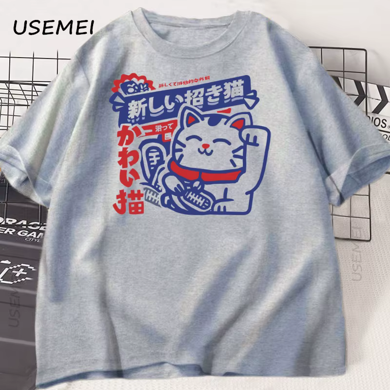 Kawaii Anime chat imprimé T-Shirt Style japonais coton