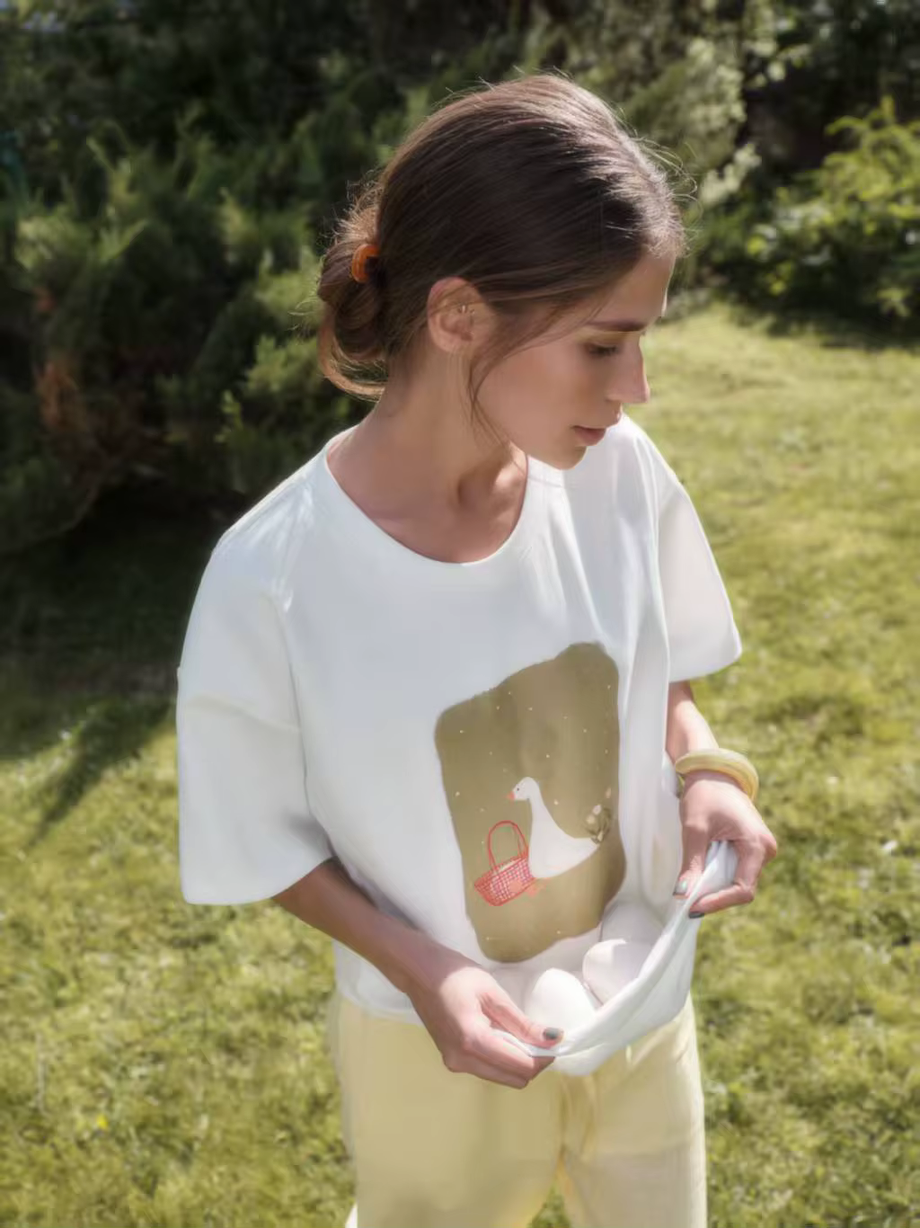T-shirt blanc en coton pour femme