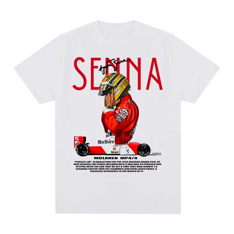Brésilien Ayrton Senna T-shirt Vintage Graphique Surdimensionné Respirant Coton Hommes