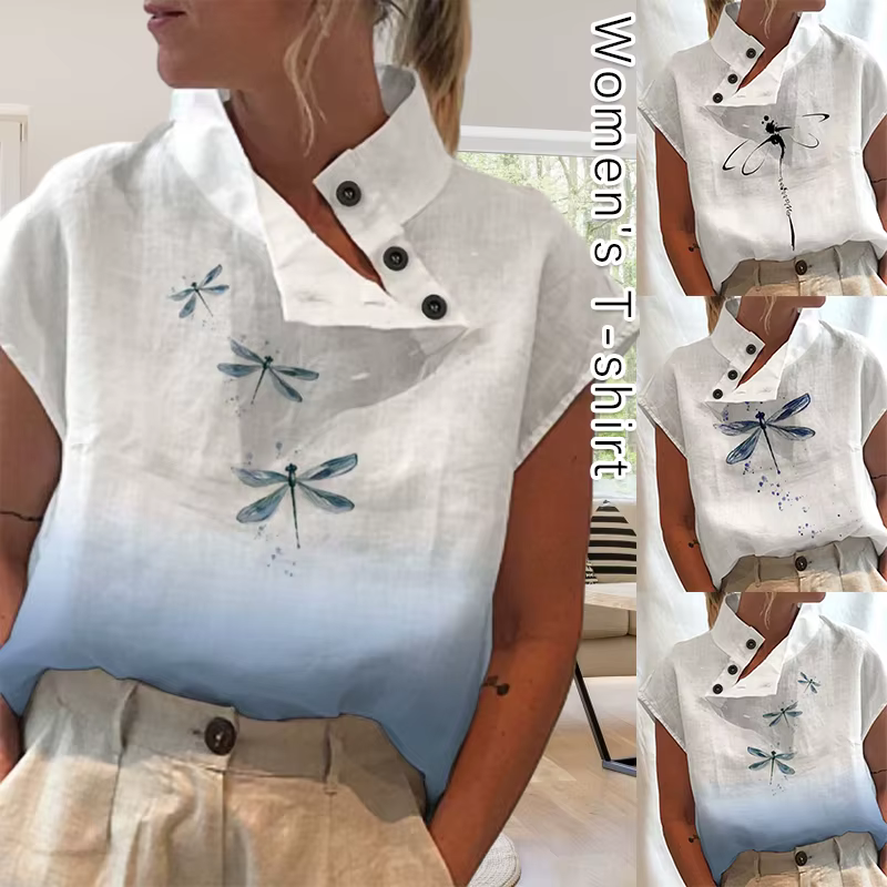 Chemise blanche en coton à manches courtes pour femmes