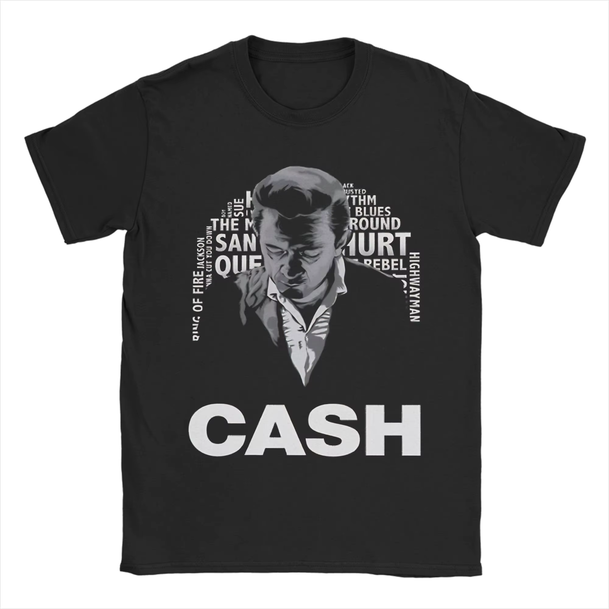 Johnny Cash Singer T-shirt pour hommes et femmes, T-shirt amusant à manches courtes, col rond, en pur coton, pour adultes