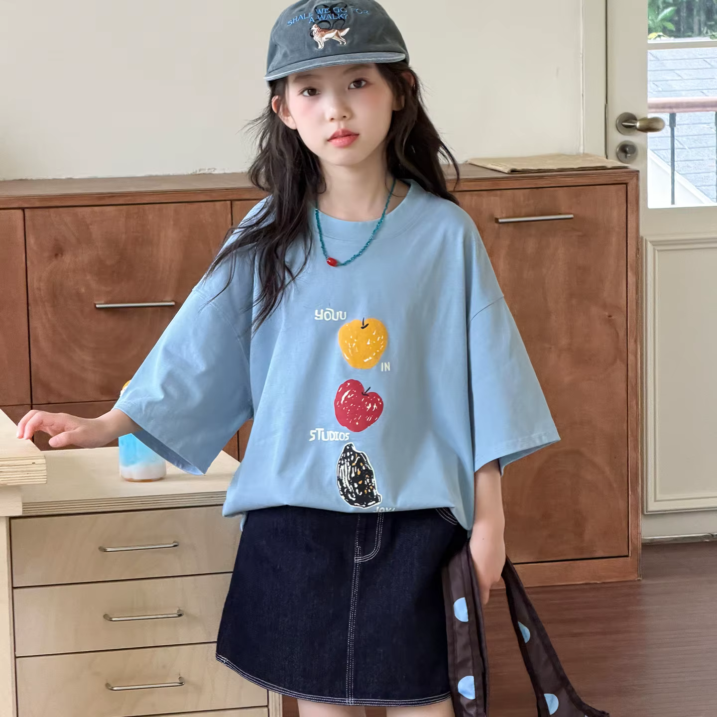 T-shirt à manches courtes pour filles du collège - Haut