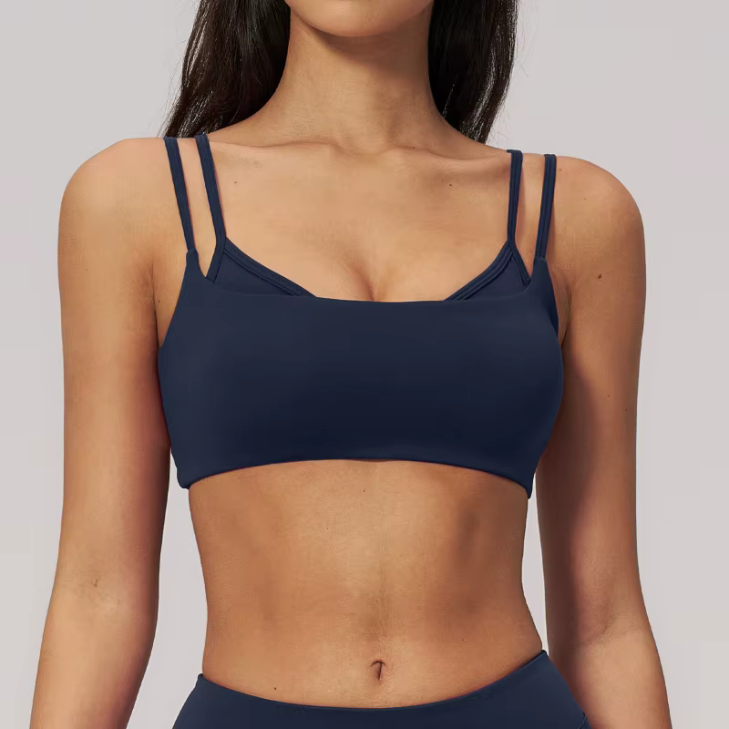 Débardeur de yoga sportif pour femme à double bretelle avec coussinets de poitrine
