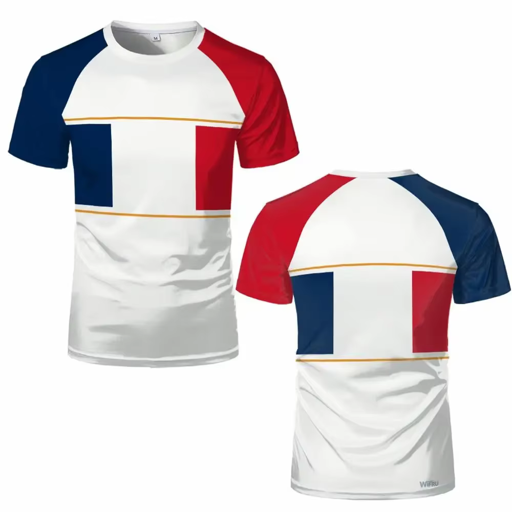 T-shirt drapeau français imprimé en 3D