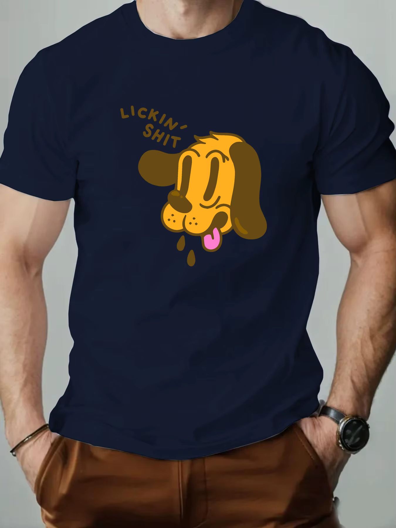 T-shirt à manches courtes hommes 100% coton drôle chiot dessin animé imprimé