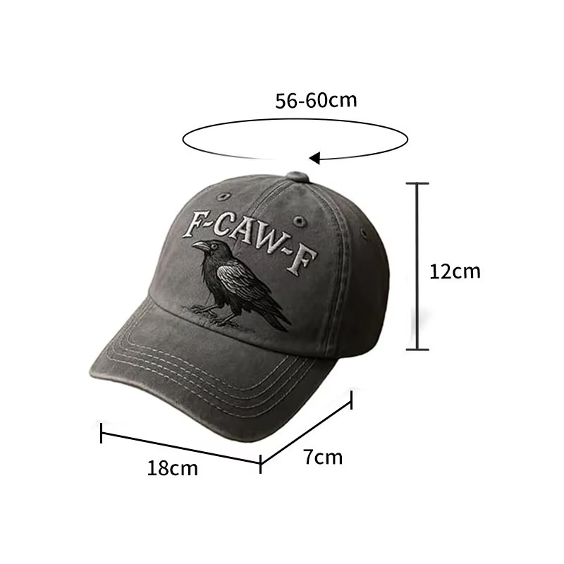 Casquette F-Caw-F, Casquette Gothique Vintage F CAW F, Casquette de Baseball Grise Lavée Brodé Réglable pour Hommes et Femmes