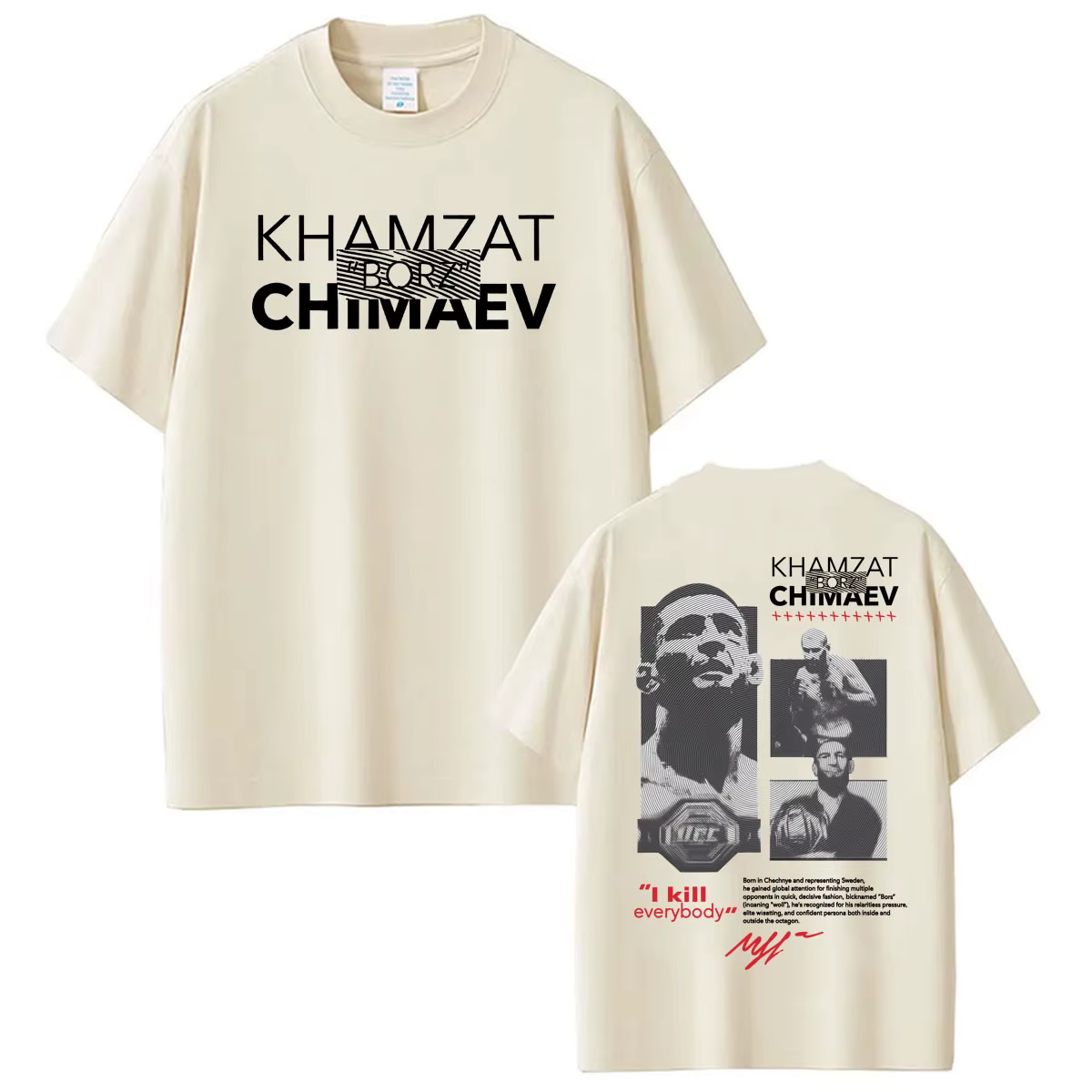 T-shirt à logo Khamzat Chimaev « borz » pour hommes et femmes