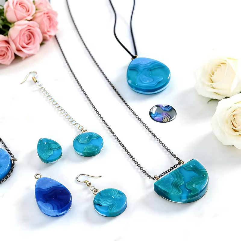 Ensemble de 4 moules à pendentifs en résine, moule à bijoux en résine, utilisé pour la fabrication de moules en silicone, adapté aux colliers, porte-clés, boucles d'oreilles.