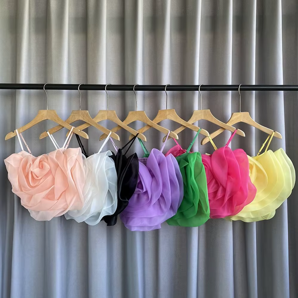 Haut en tulle à bretelles spaghetti pour femme