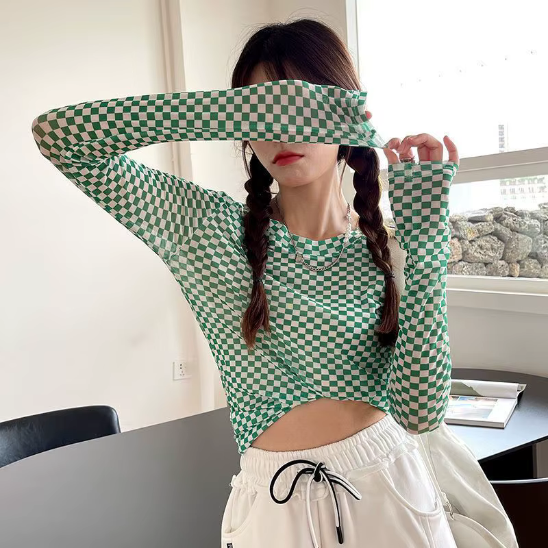 T-shirts pour femmes vêtements minces Sexy 2025 vert femme hauts vieux