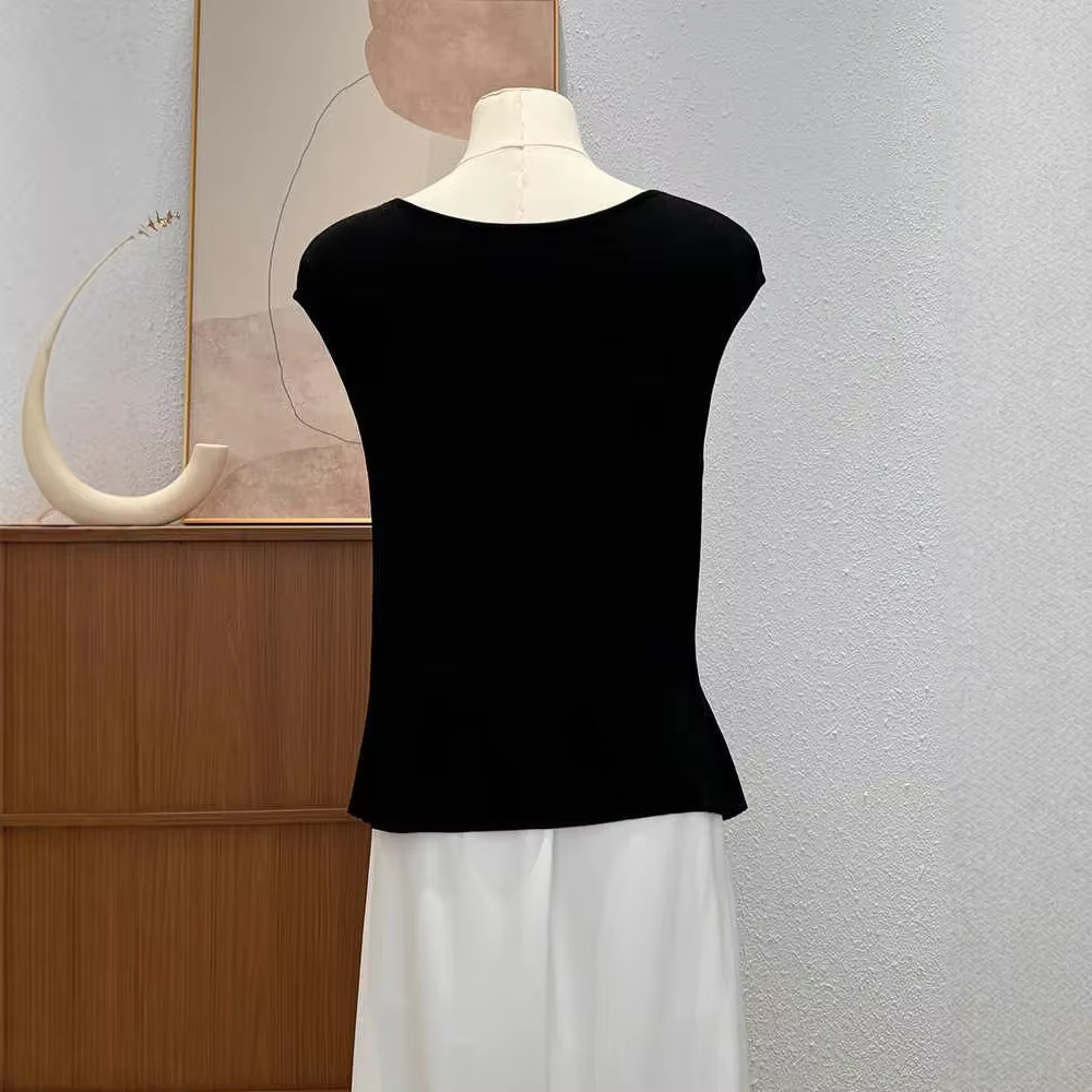 T-shirt tricoté à manches courtes pour femme