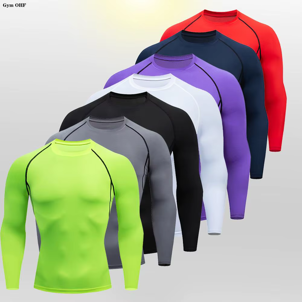 Hommes musculation sport T-Shirt séchage rapide course chemise à manches longues haut de Compression gymnase