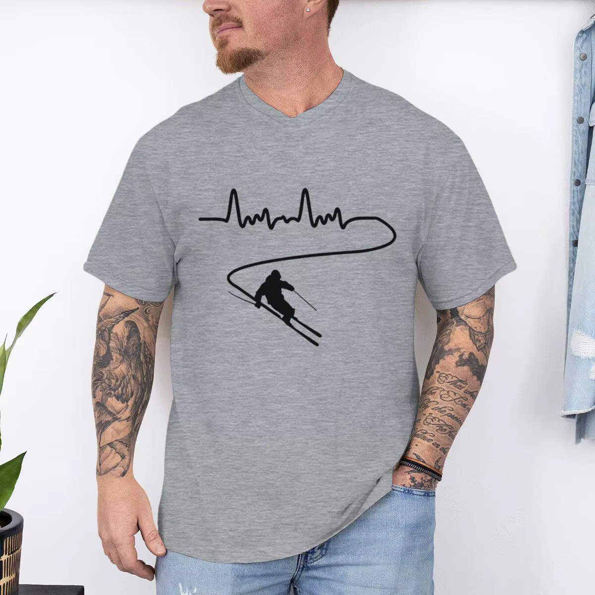 T-shirt lumineux pour homme à motif graphique Cœur battant
