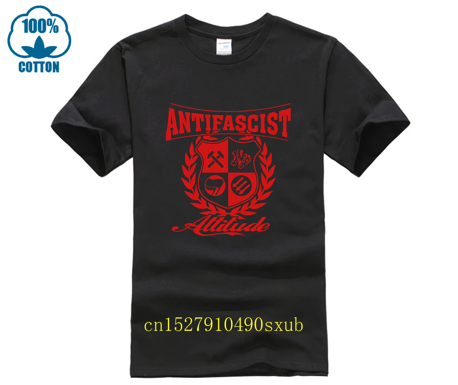 T-shirt col rond homme, décontracté et cool, à la mode, antifasciste