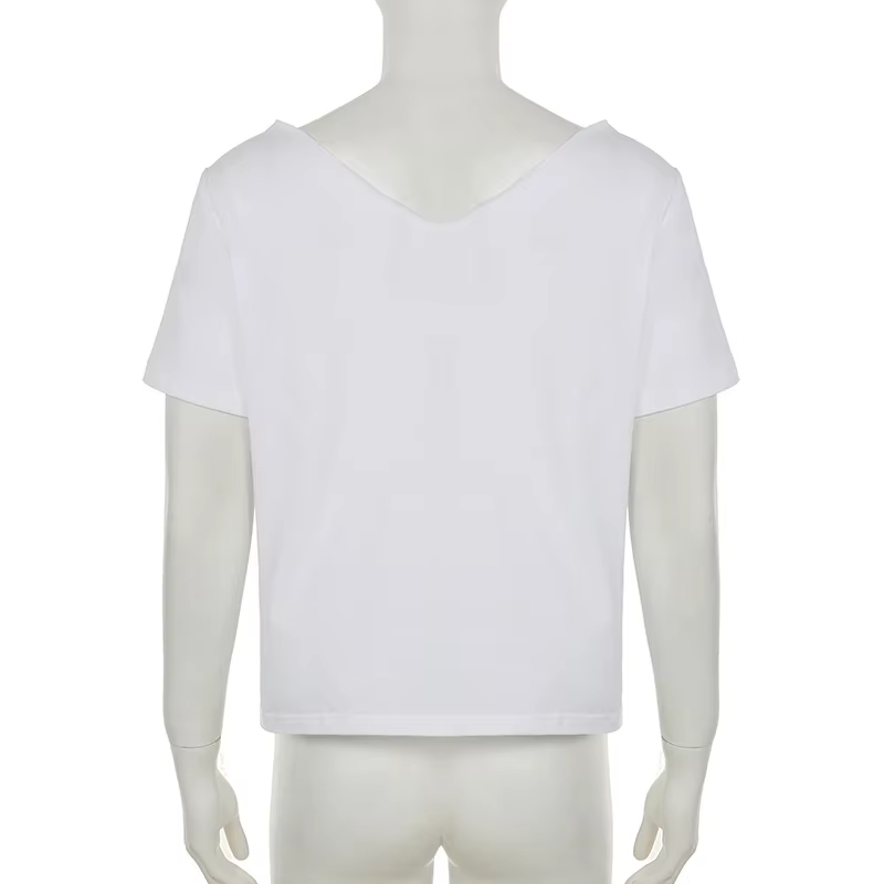 T-shirt manches courtes col en V pour femme