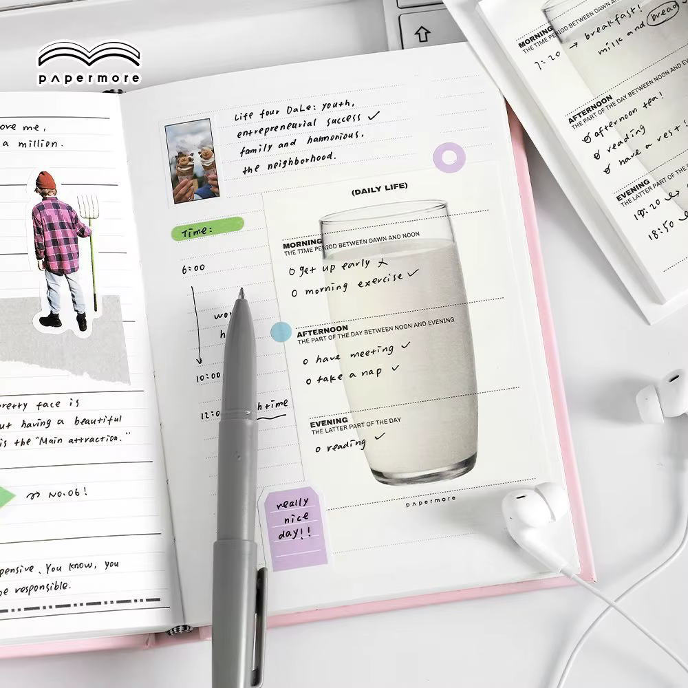 30 feuilles de notes autocollantes créatives de la série Happy Today pour étudiants
