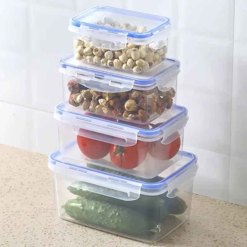 Boîte de rangement pour réfrigérateur rectangulaire scellée avec couvercle