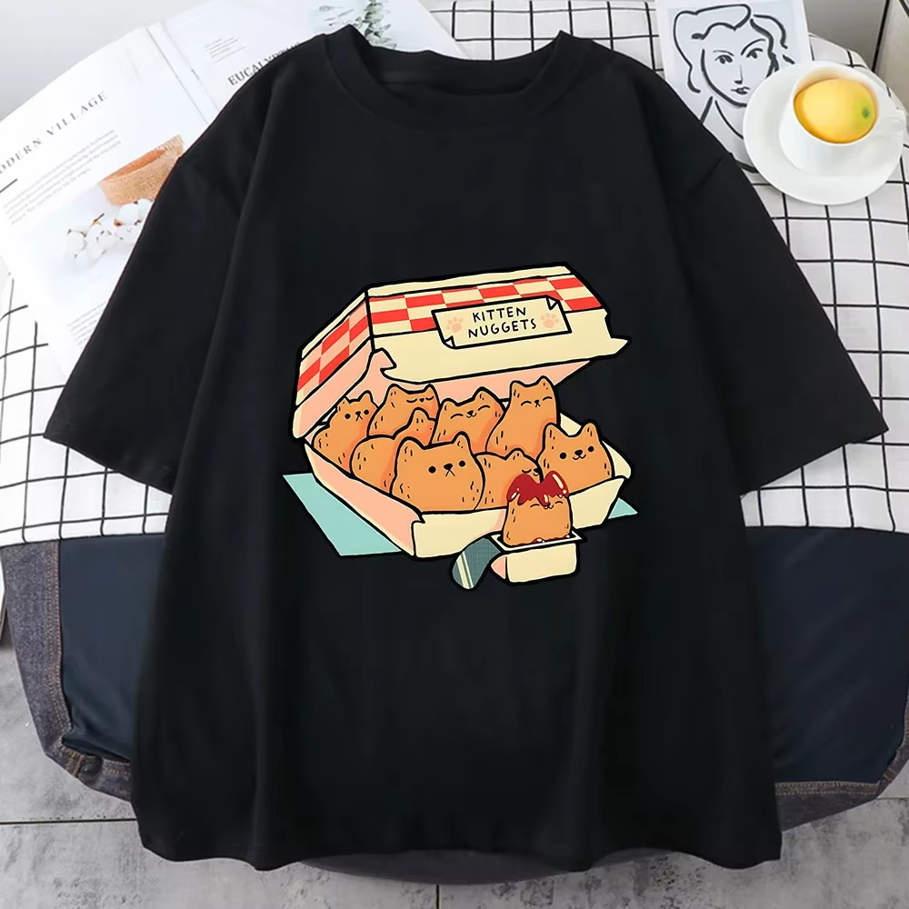 Chaton pépites heureux T-Shirts femmes Kawaii/mignon haute rue