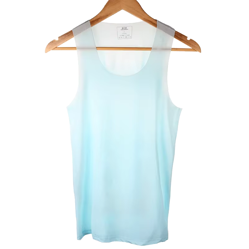 Débardeur de sport moulant sans manches en soie glacée sans couture pour homme
