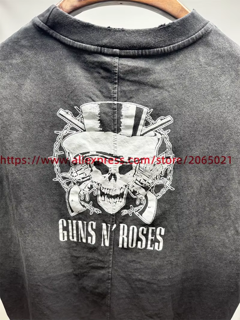 Vintage SAINT Guns N Roses lavé T-Shirts haute qualité sol sale Spray porté à la main débardeur t-shirt hauts