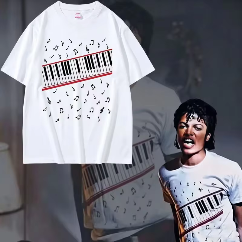 T-shirt Michael J Beat It Clavier de Piano, T-shirt King of Pop Music 2026, T-shirt Michael, Cadeau pour Fan de Michael, T-shirt Homme, T-shirt Femme Y2K
