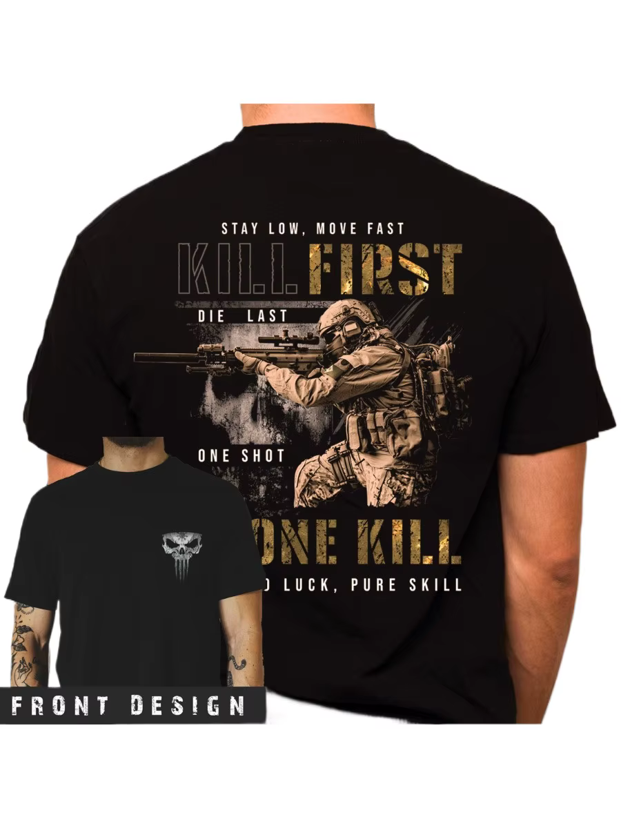 Restez le faible mouvement rapide. T-Shirt de Sniper militaire nouveau 100% coton col rond manches courtes été