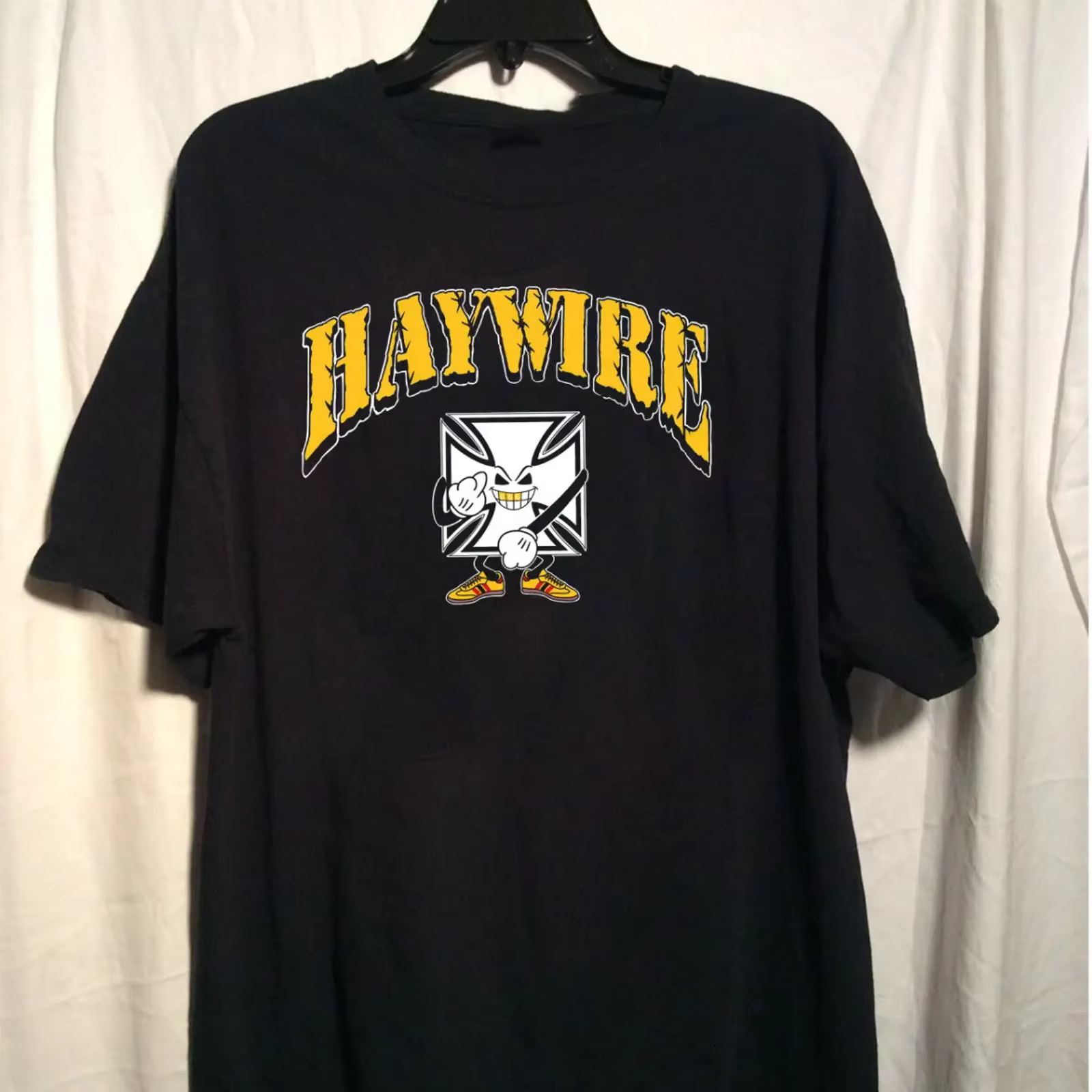 T-shirt Canzone Band HAYWIRE unisexe en coton BS925 vintage lavé respirant homme élégant mode confortable polyvalent doux