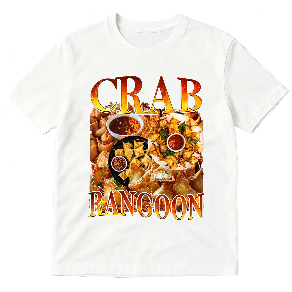 T-shirt vintage Crab Rangoon, style rétro années 90, amuse-gueules amusant, apéritif asiatique, t-shirts graphiques pour hommes et femmes, en coton, à manches courtes