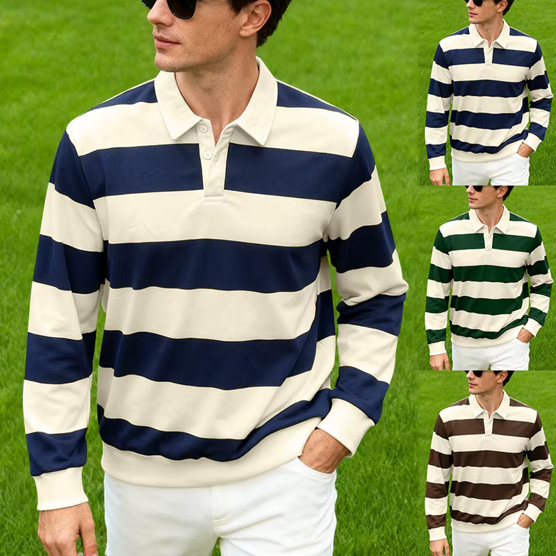 Polo de rugby rayé pour hommes