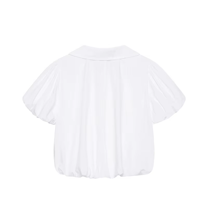 Chemisier ballon pour femme Nouvelle collection Printemps-Été 2026 – Blouse simple à col en V et manches courtes