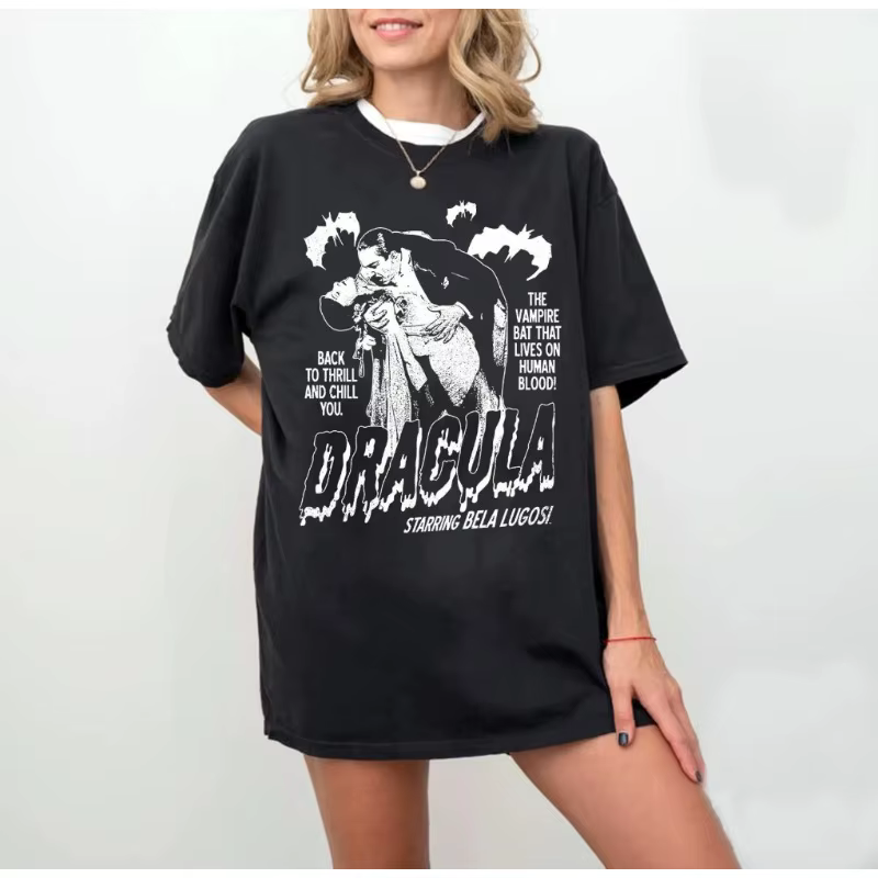 Bela Lugosi Dracula avec des chauves-souris t-shirt graphique rétro film d'horreur chemise Vintage Halloween amis