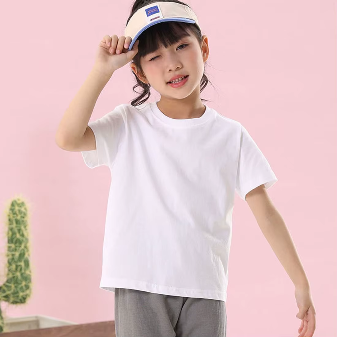 100% coton 180gsm tissu enfants garçon fille T-Shirt 2025 nouveau été femmes à manches courtes