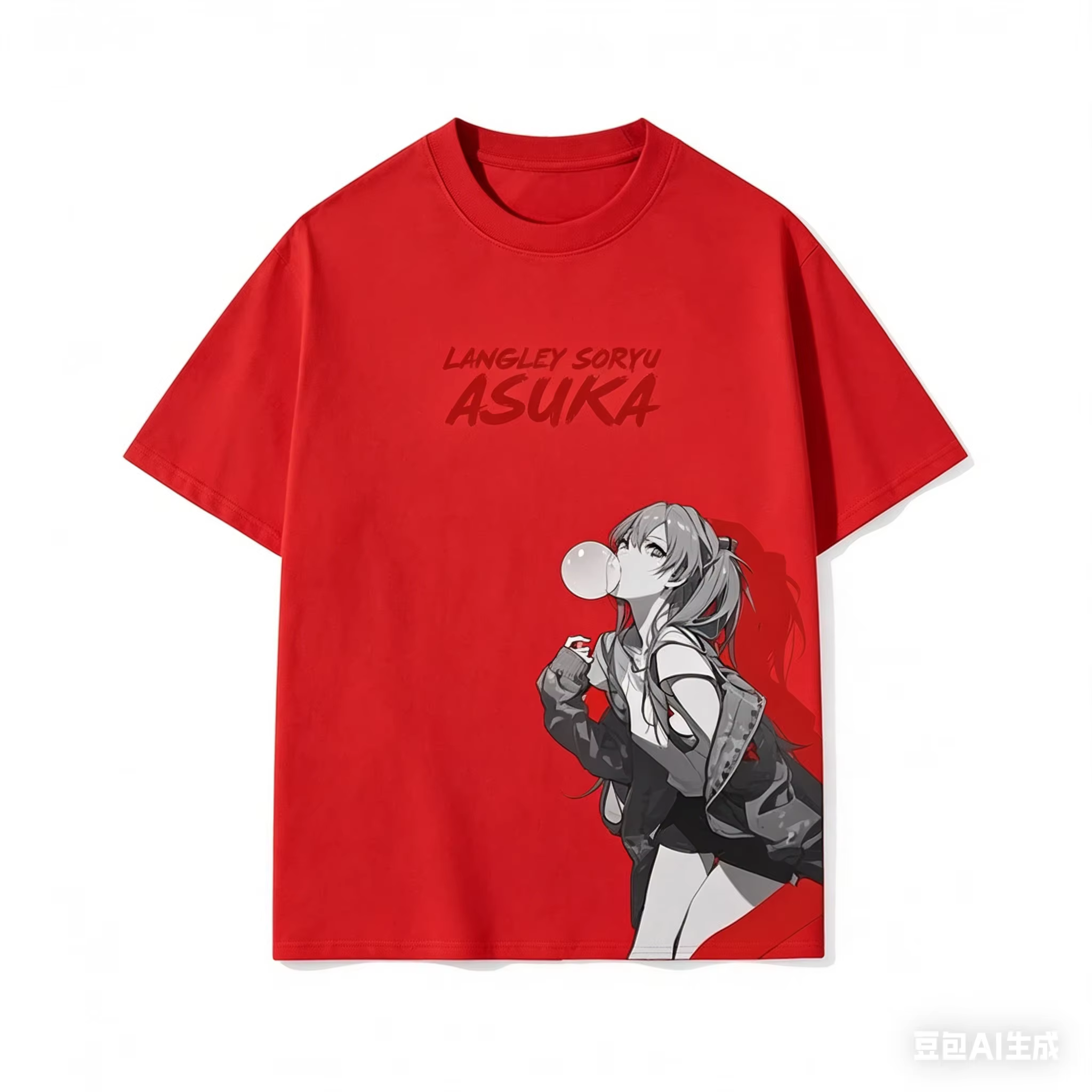 T-shirt à manches courtes Asuka d'animation japonaise, été, Eva, pour hommes et femmes, en pur coton, à manches courtes, ample, tendance, décontracté