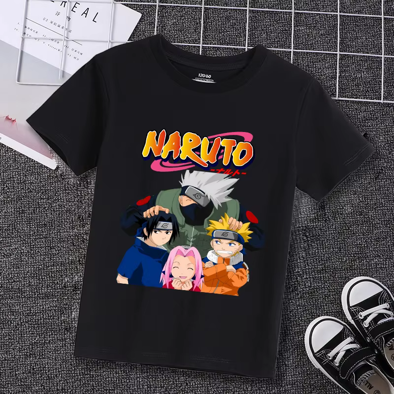 T-shirt Naruto en coton à manches courtes pour garçon