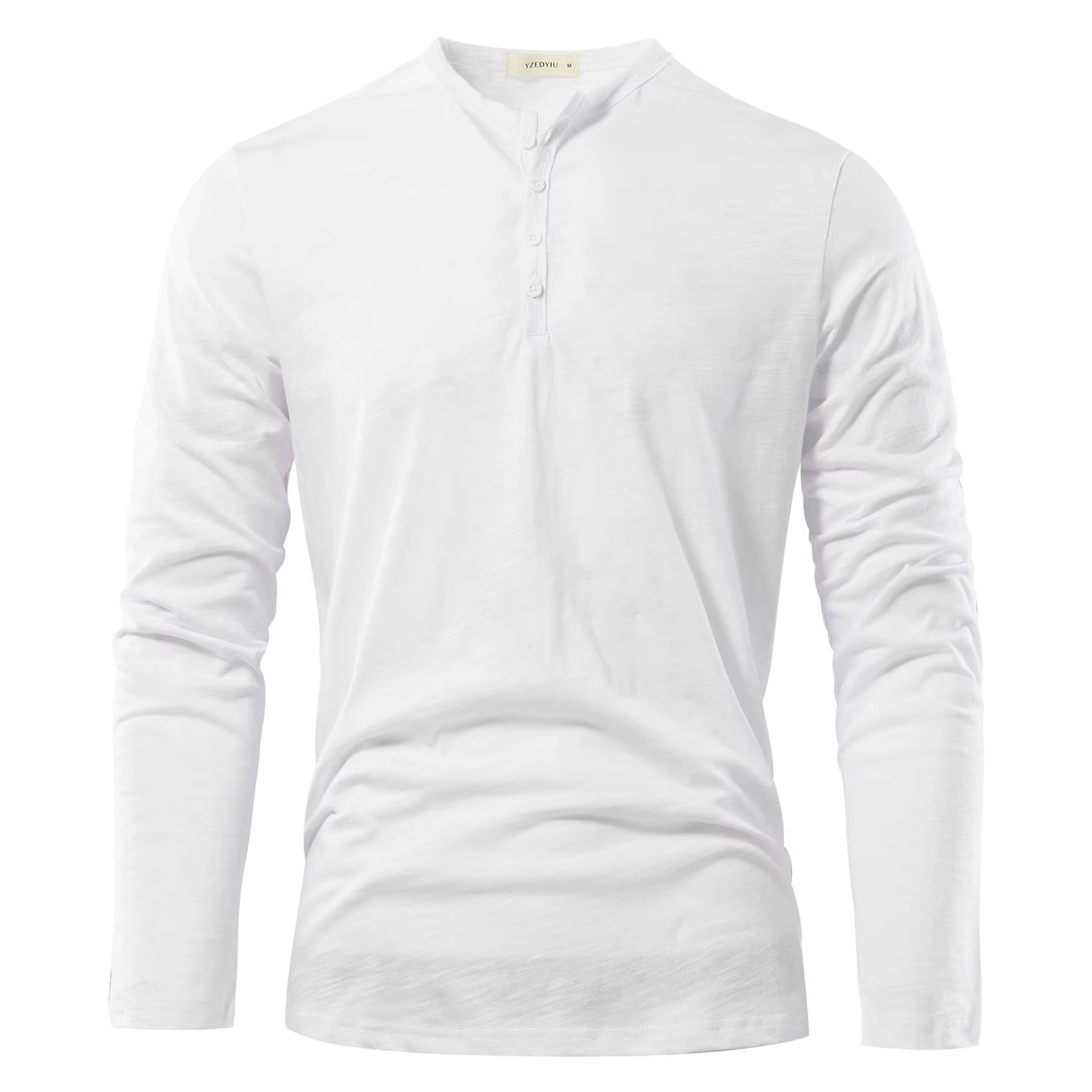 Henery cou à manches longues t-shirt pour hommes solide printemps décontracté