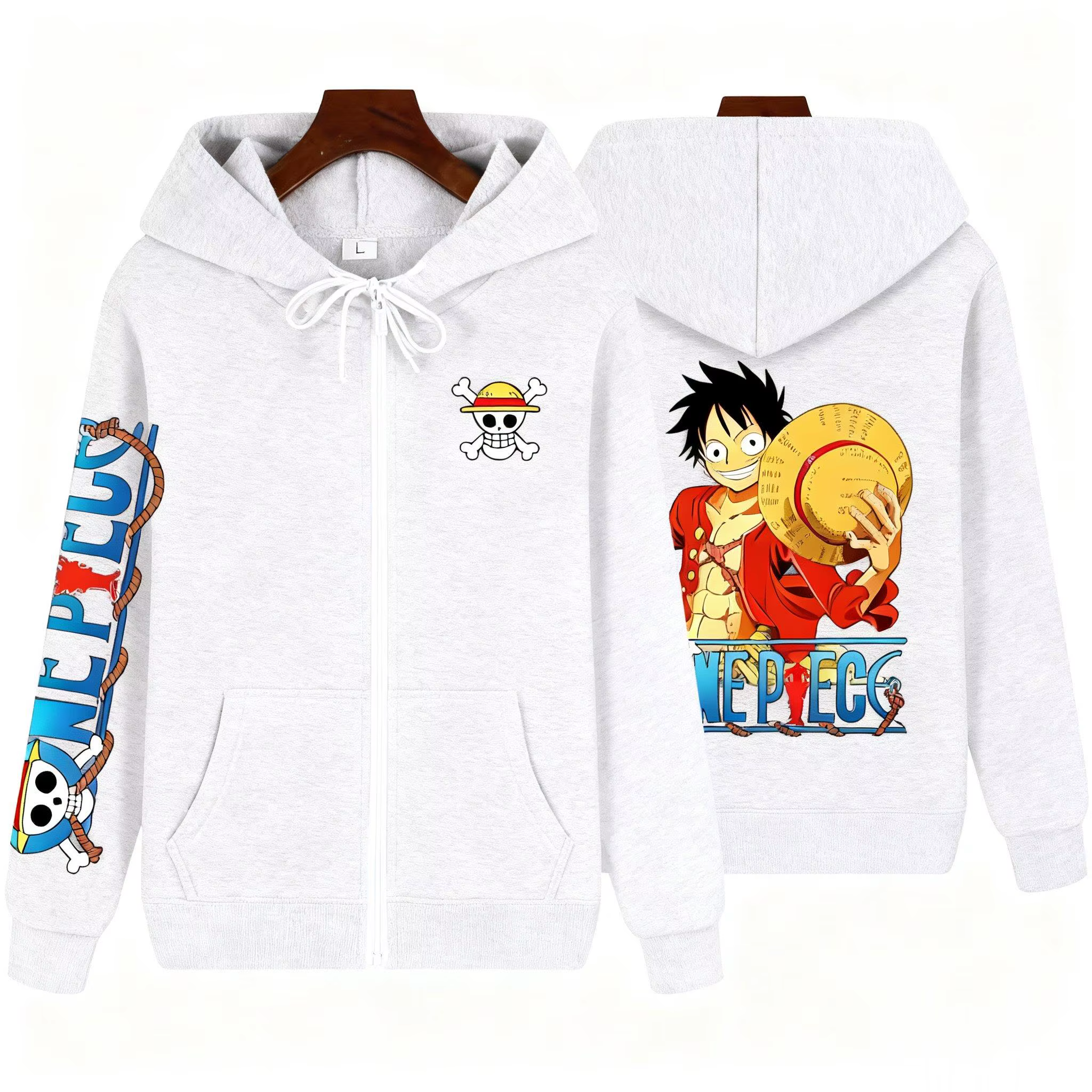 Anime pull à capuche zippé hommes femmes une pièce Luffy décontracté Streetwear Y2k automne hiver imprimé graphique à manches longues veste hauts