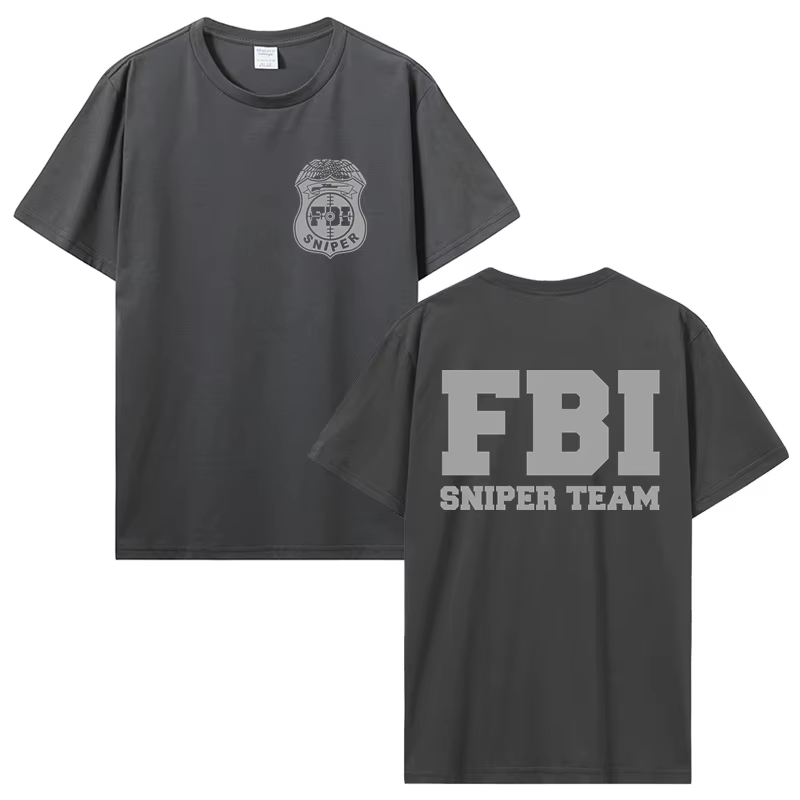 Mode nouveau Fbi Sniper équipe T-Shirt Double face hommes coton col rond