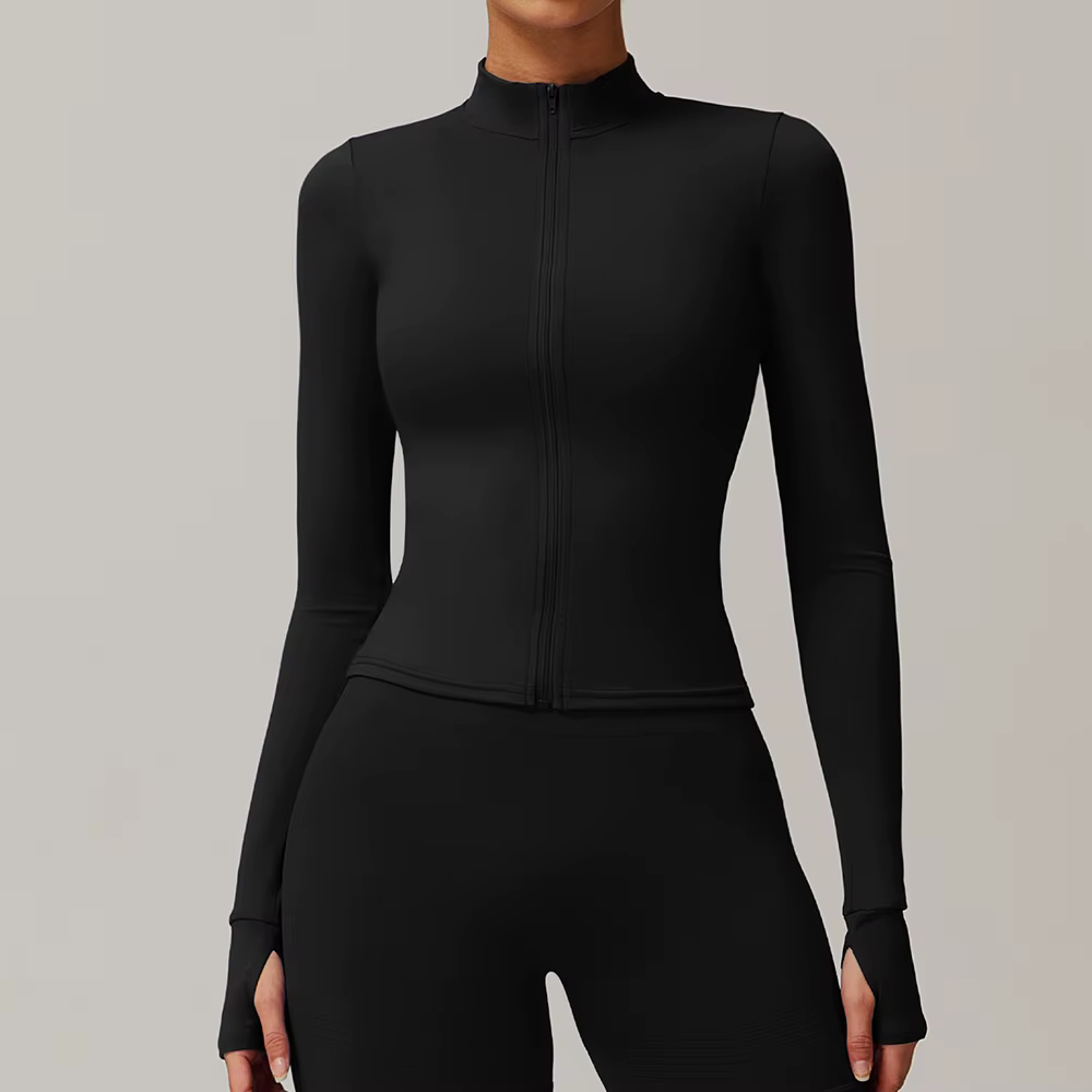 Femmes Zip Fitness Yoga chemise hiver chaud haut de sport femme